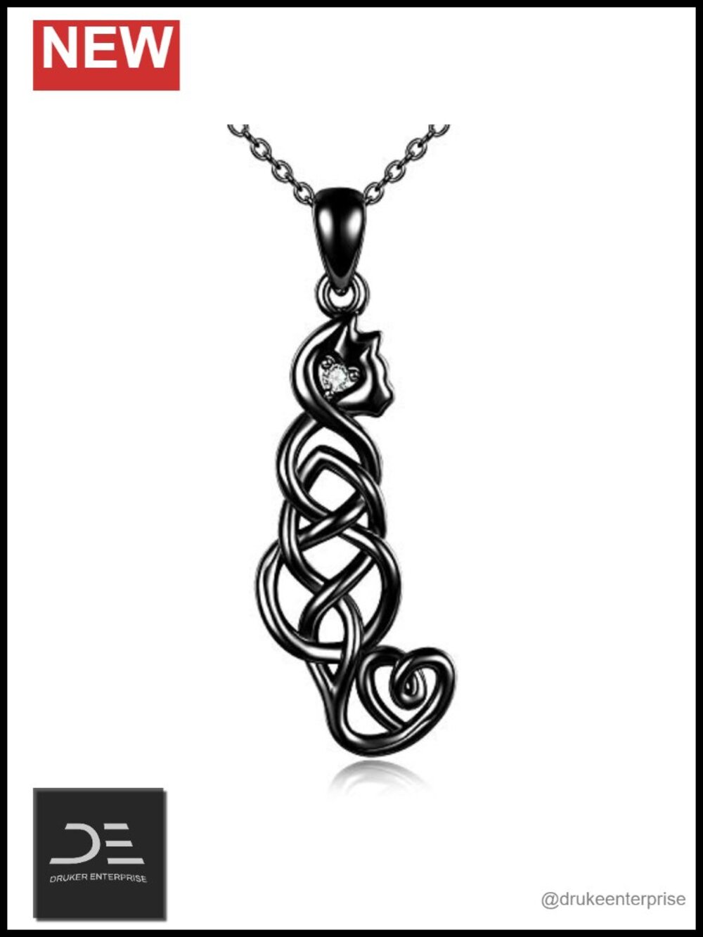 Sterling Silver Cat Pendant Necklace Celtic Knot Womens Jewelry
